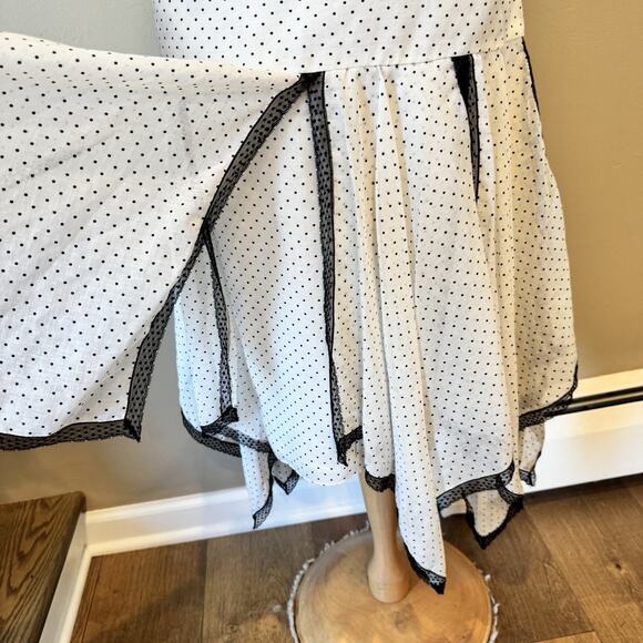 VTG Miss Elliette Dress 4 Polka Dot Black Lace Handkerchief White Goth Coquette - Picture 6 of 15